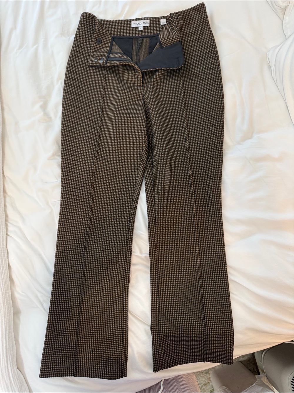 Veronica Beard Brown and Black Houndstooth womens Trousers